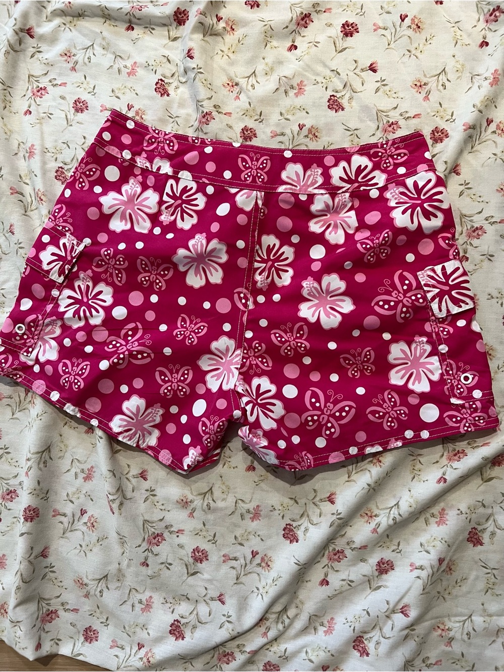 Cute Pink Floral Swim Shorts for Women size 8 - Picture 3 of 4